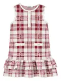 Self-Portrait Kids pearl-button ruffled dress - Red