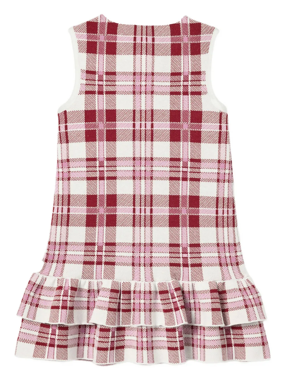 Self-Portrait Kids pearl-button ruffled dress Rood