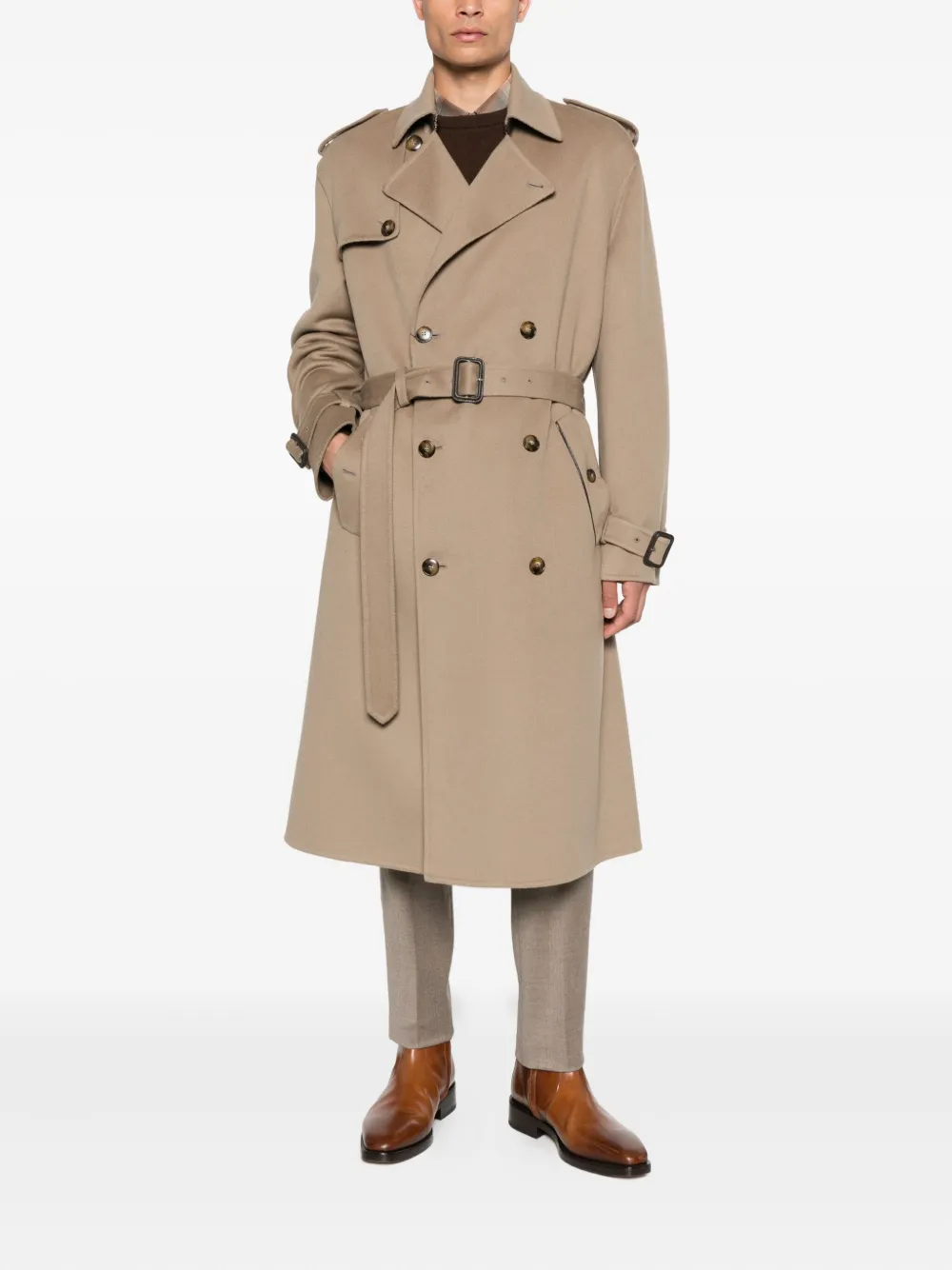 Canali Jas met ceintuur Beige