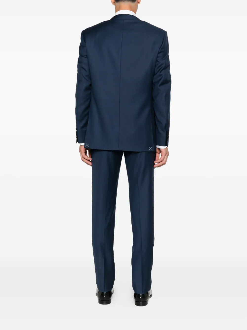Canali Wollen pak met twee knopen Blauw