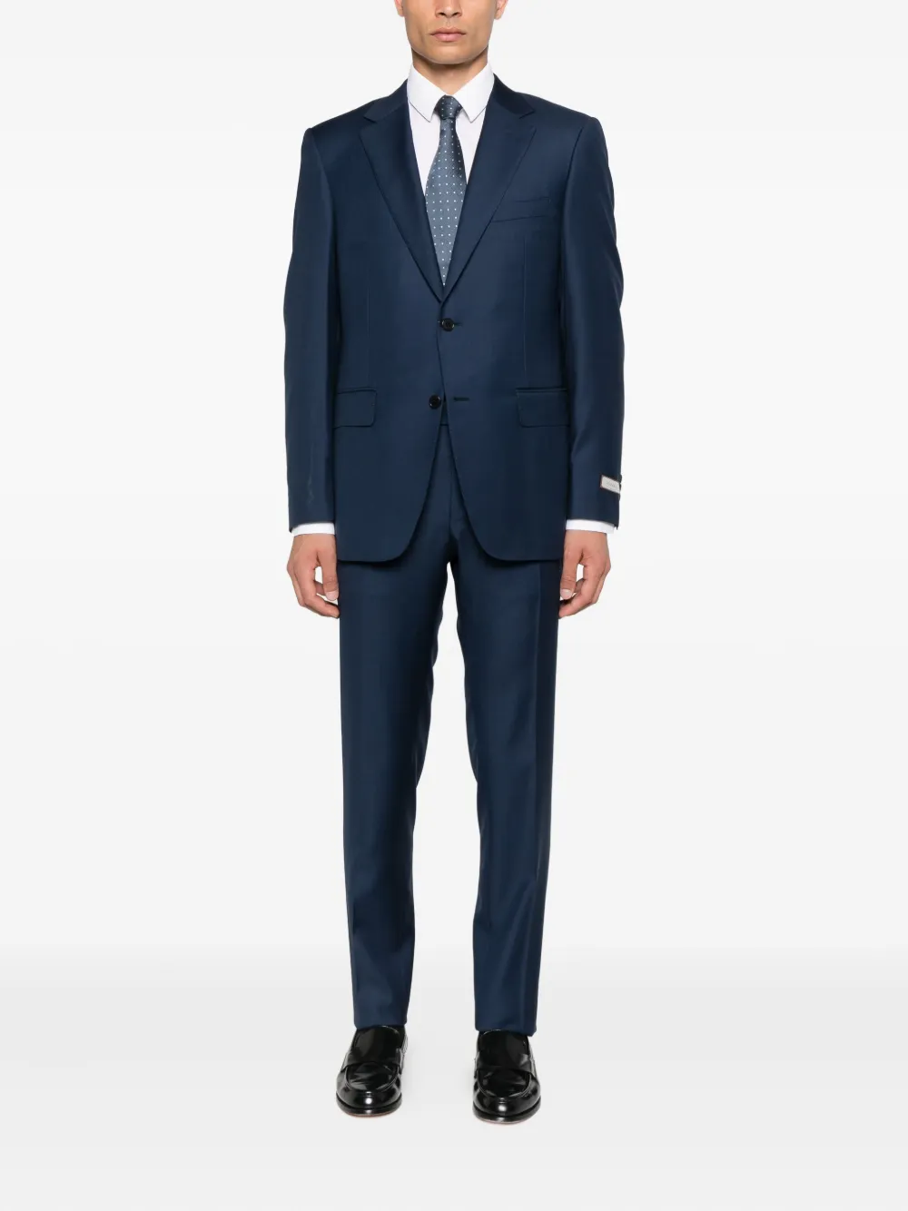 Canali Wollen pak met twee knopen Blauw