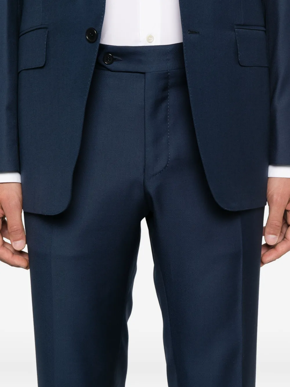 Canali Wollen pak met twee knopen Blauw