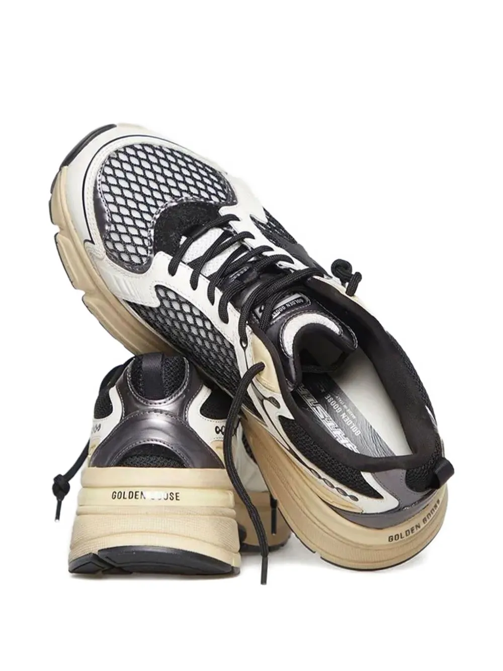 Golden Goose mesh-panelled leather trainers Wit