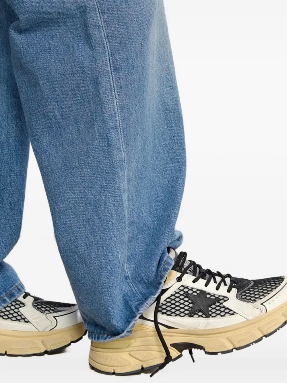 Golden Goose mesh-panelled leather trainers Wit