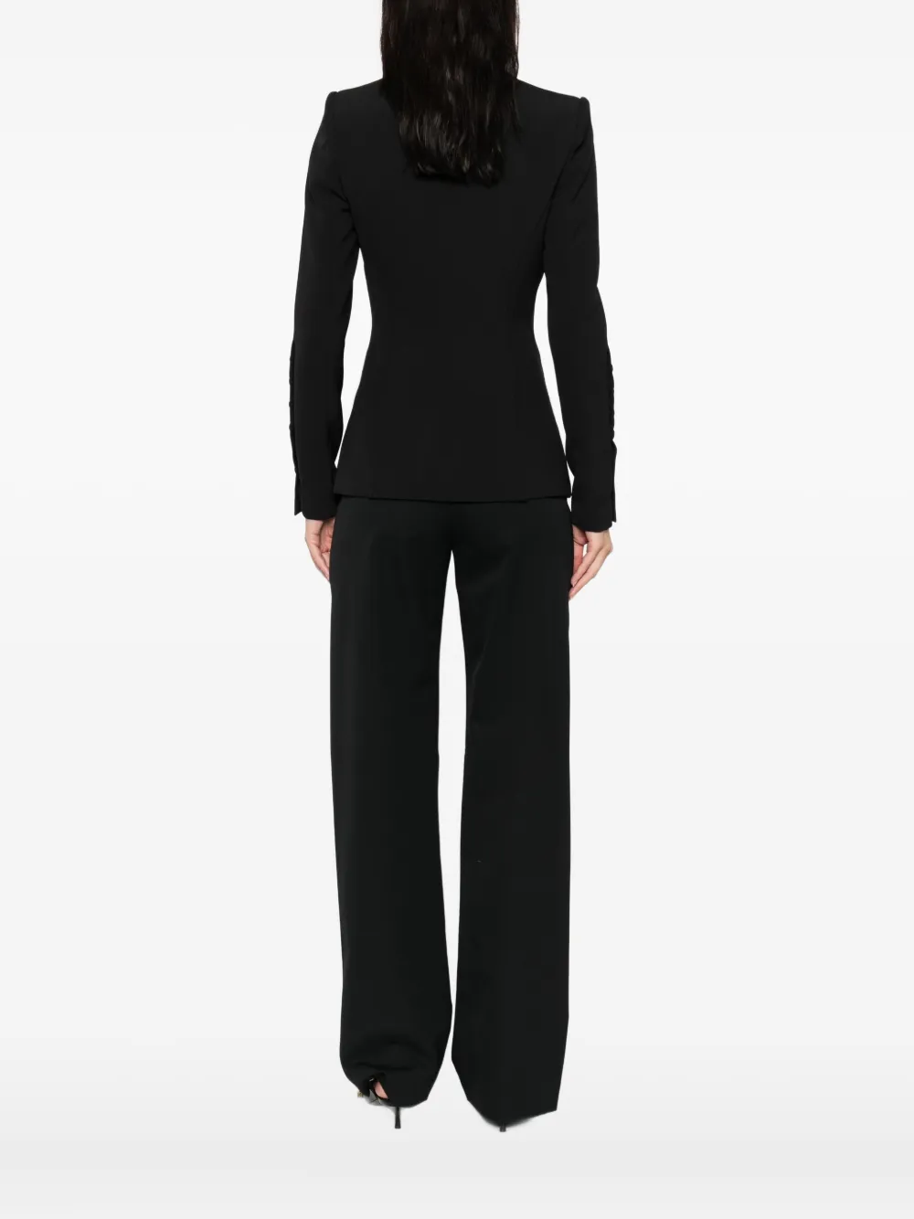 Elisabetta Franchi Tailored Blazer With Satin Lapel In Black
