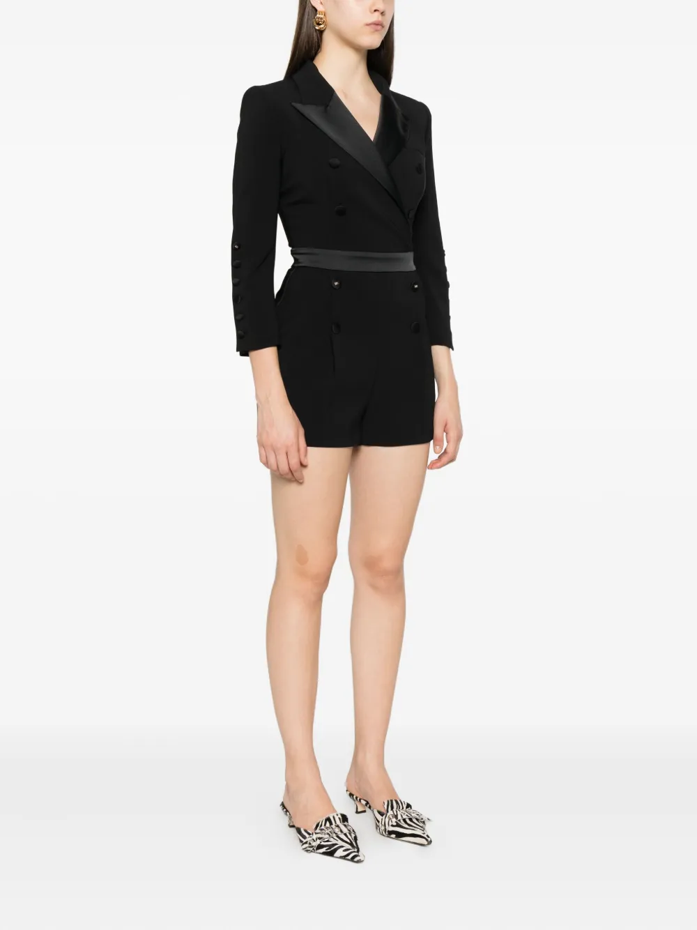 Elisabetta Franchi Jumpsuit met dubbele rij knopen Zwart