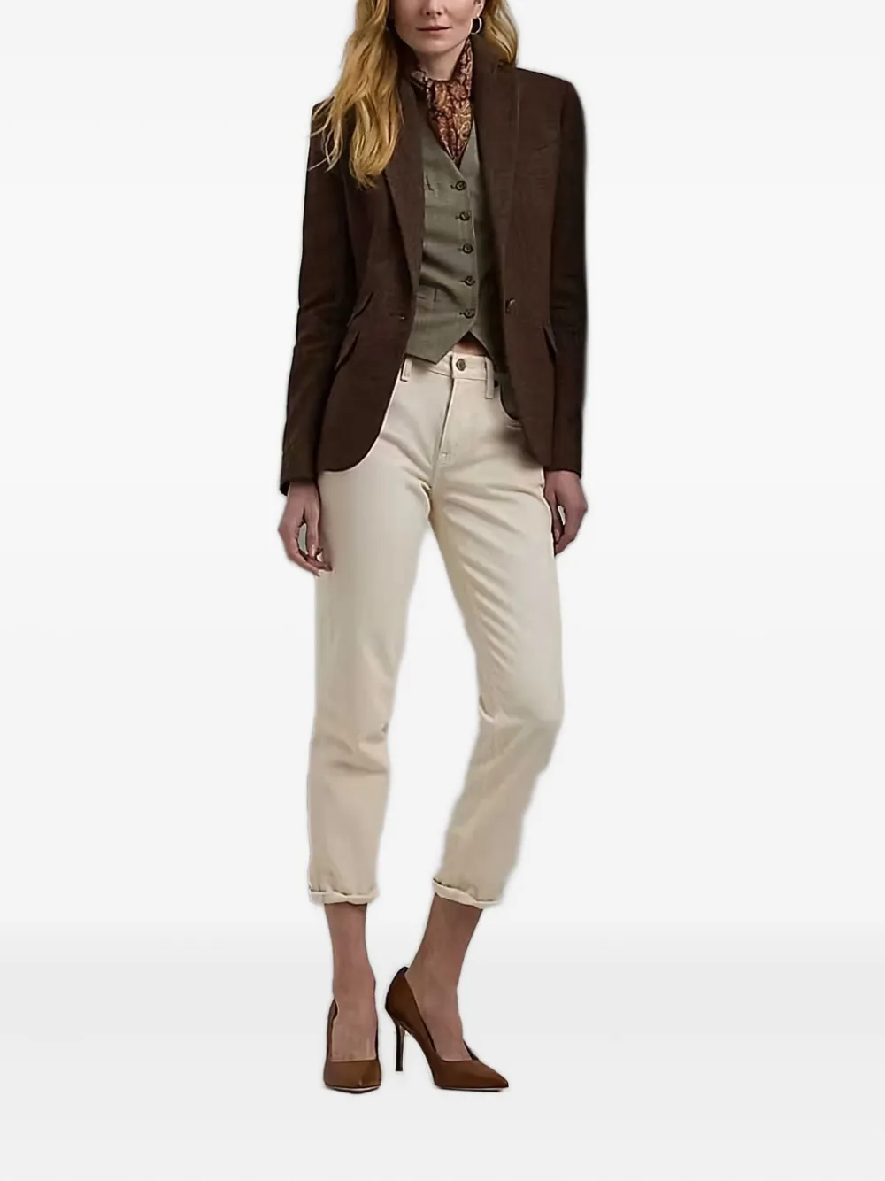 Lauren Ralph Lauren Geruit gilet met knoopsluiting Groen