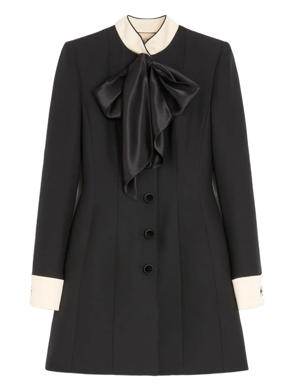 Valentino Garavani satin-bow jewel-button dress - Nero