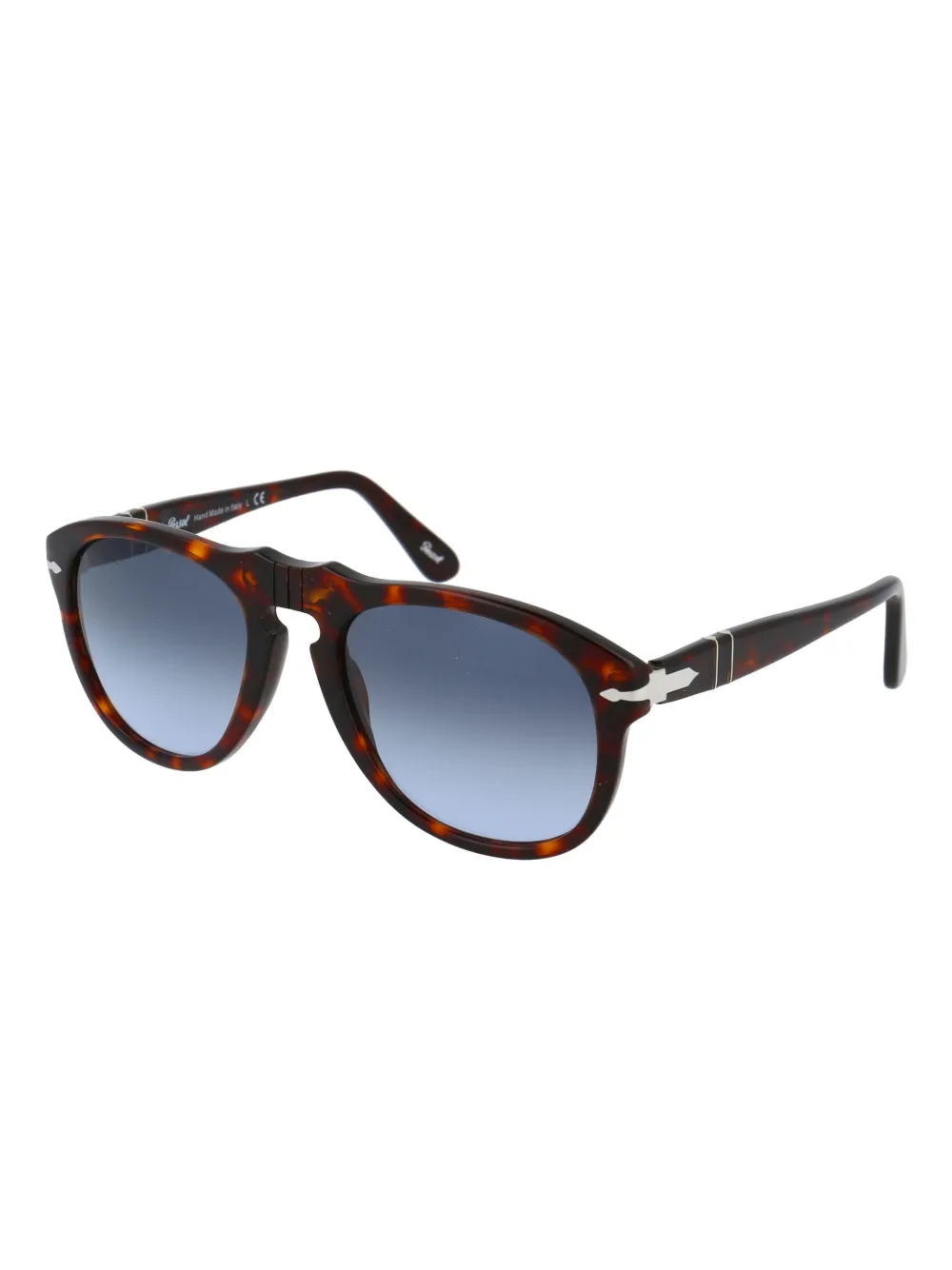 Persol Zonnebril met rond montuur en schildpadschild design - Bruin