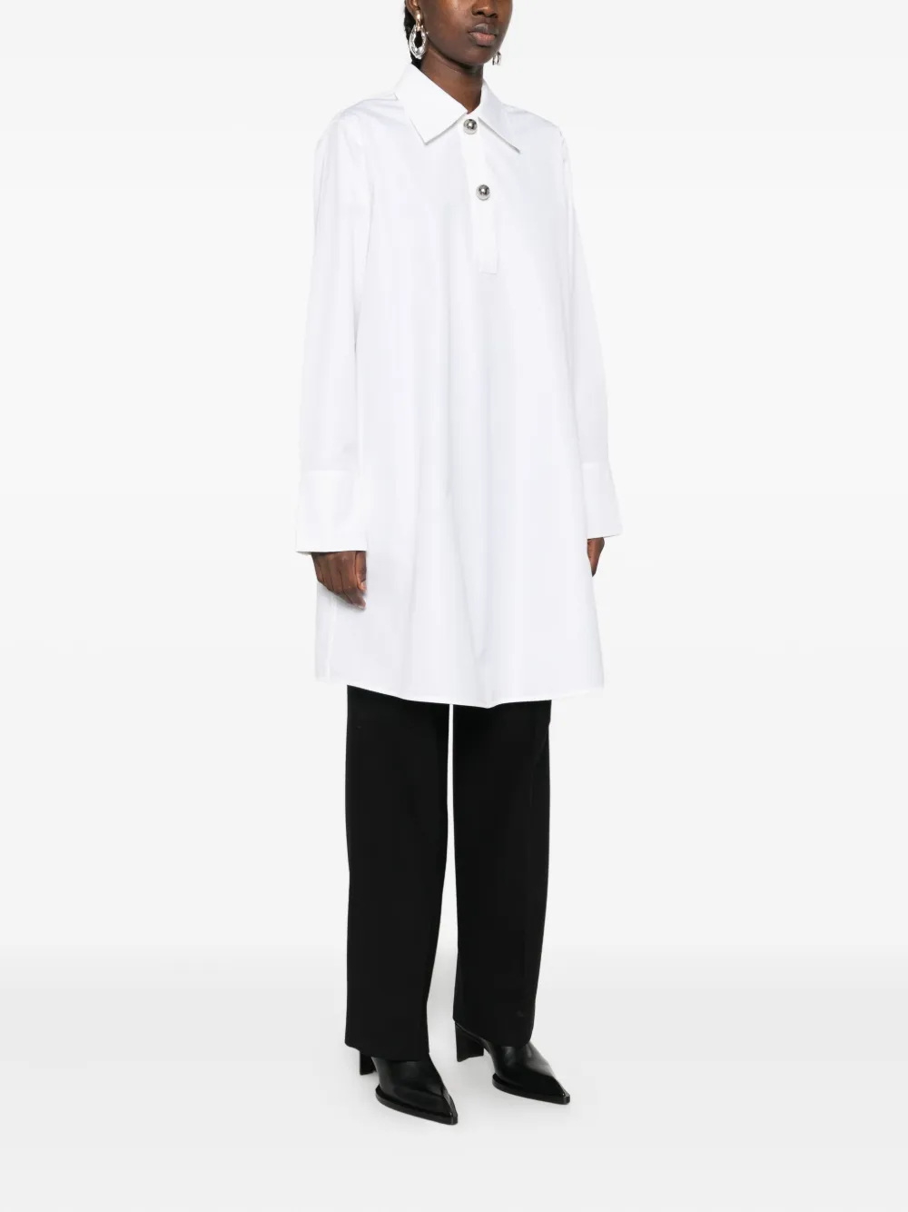 Jil Sander Blousejurk van biologisch katoen met knopsluiting Wit