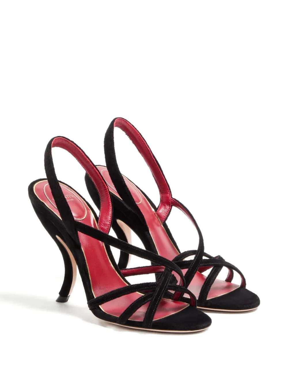 Valentino Garavani Fetishique 105mm sandalen met gekruiste bandjes Zwart
