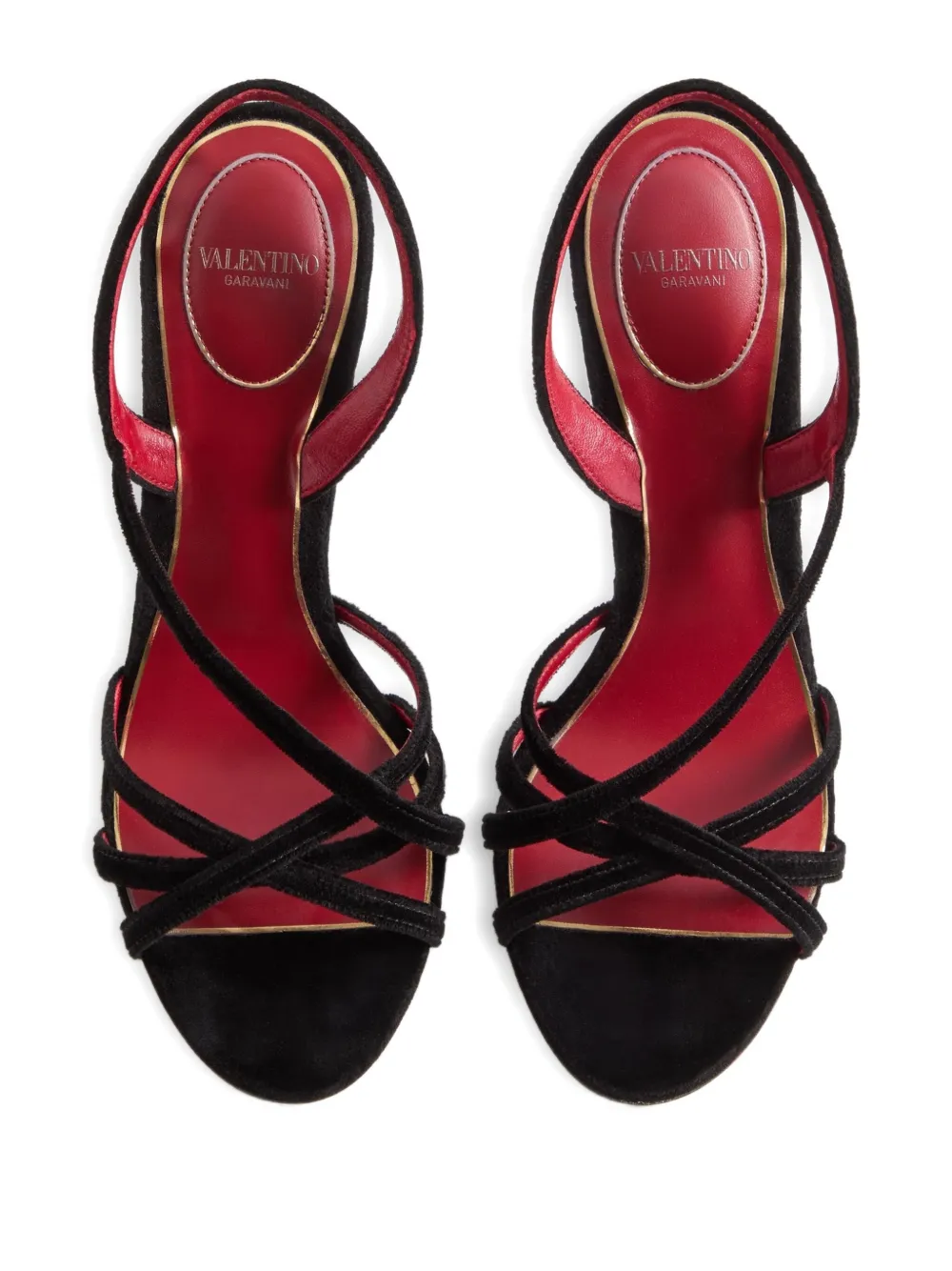 Valentino Garavani Fetishique 105mm sandalen met gekruiste bandjes Zwart