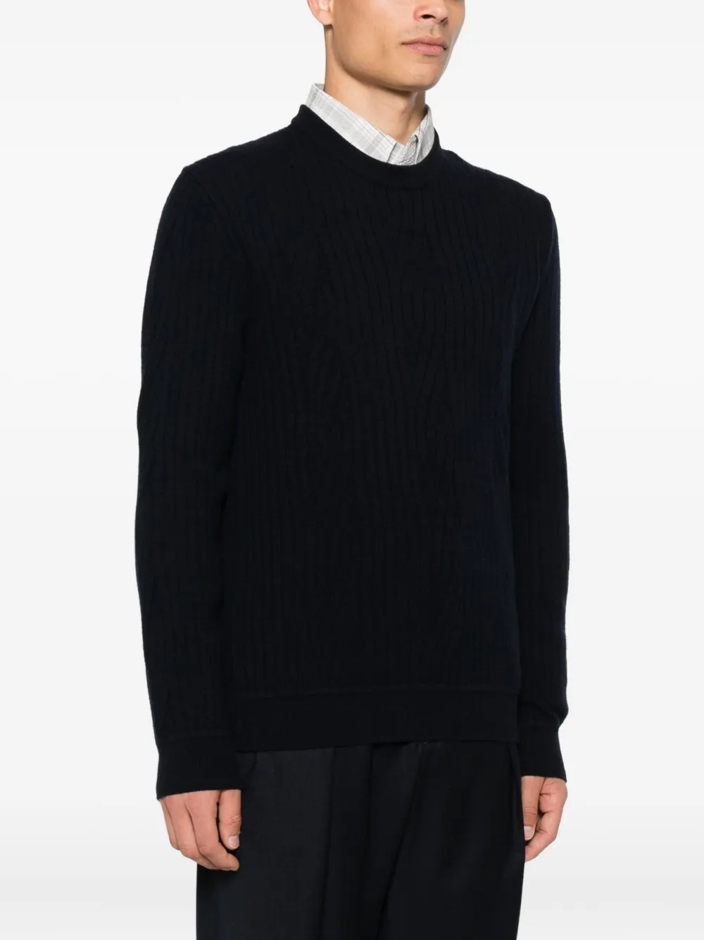 Brioni Geribbelde trui van kasjmier-wolblend Blauw
