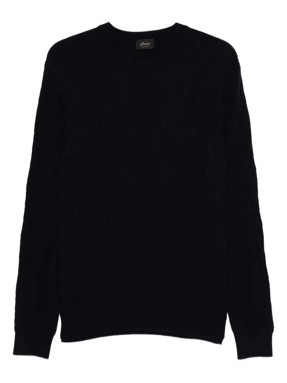 Brioni ribbed wool-cashmere blend sweater Blauw