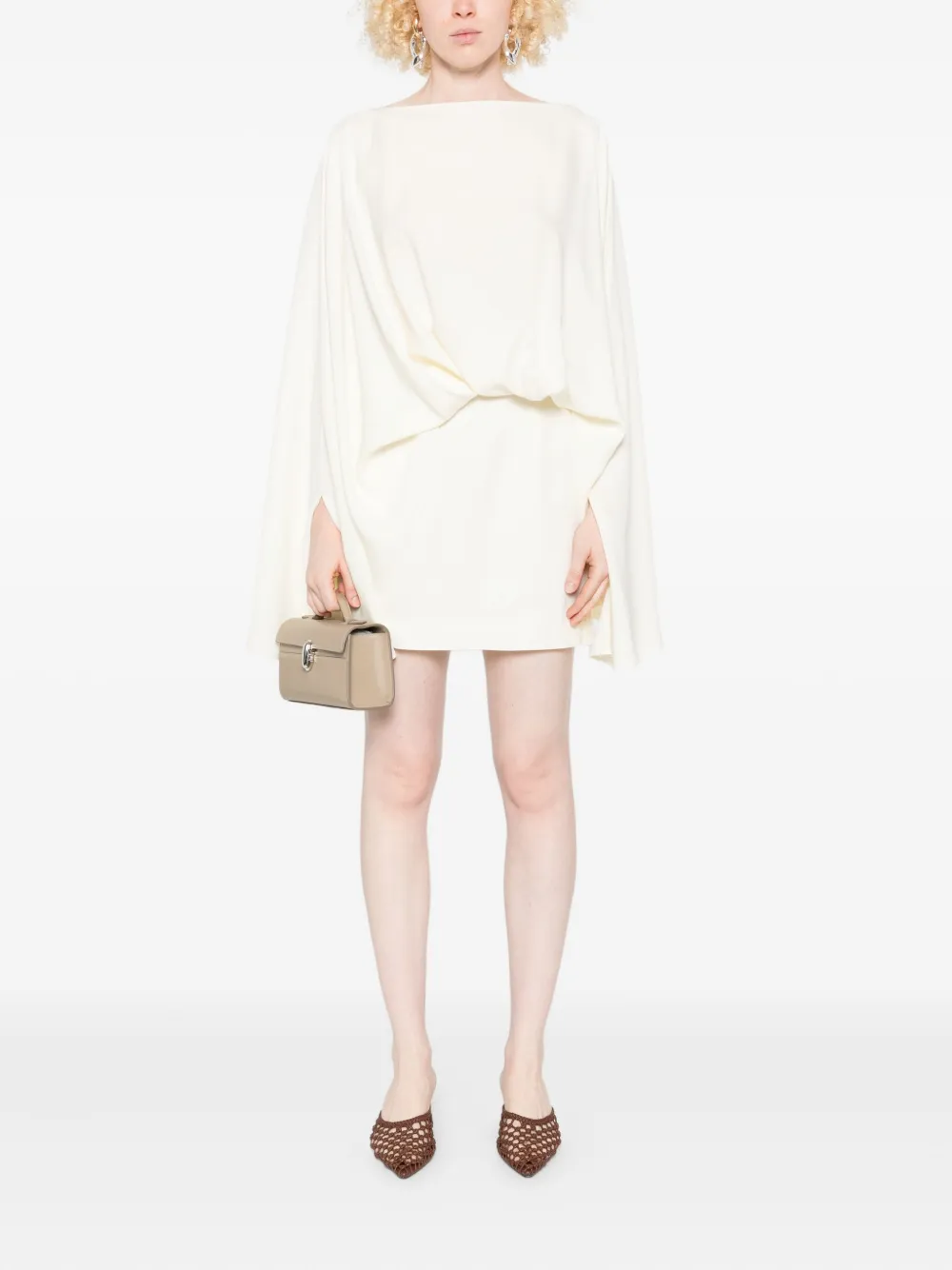 Taller Marmo Eolia mini-jurk met gedrapeerde laag - Beige