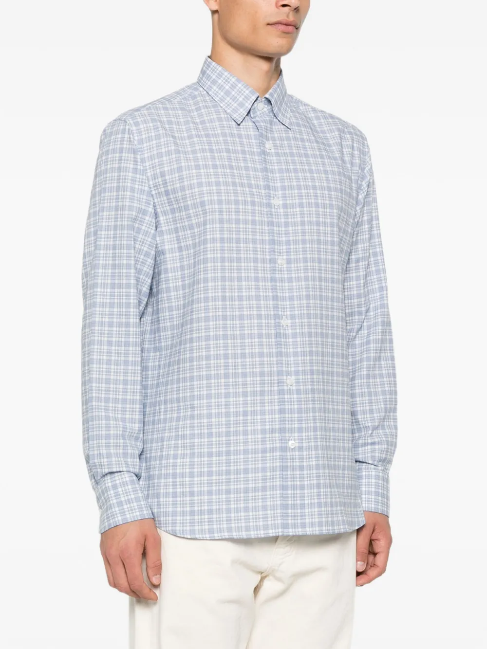 Brioni Ventiquattro geruit flanellen-katoenen overhemd Blauw