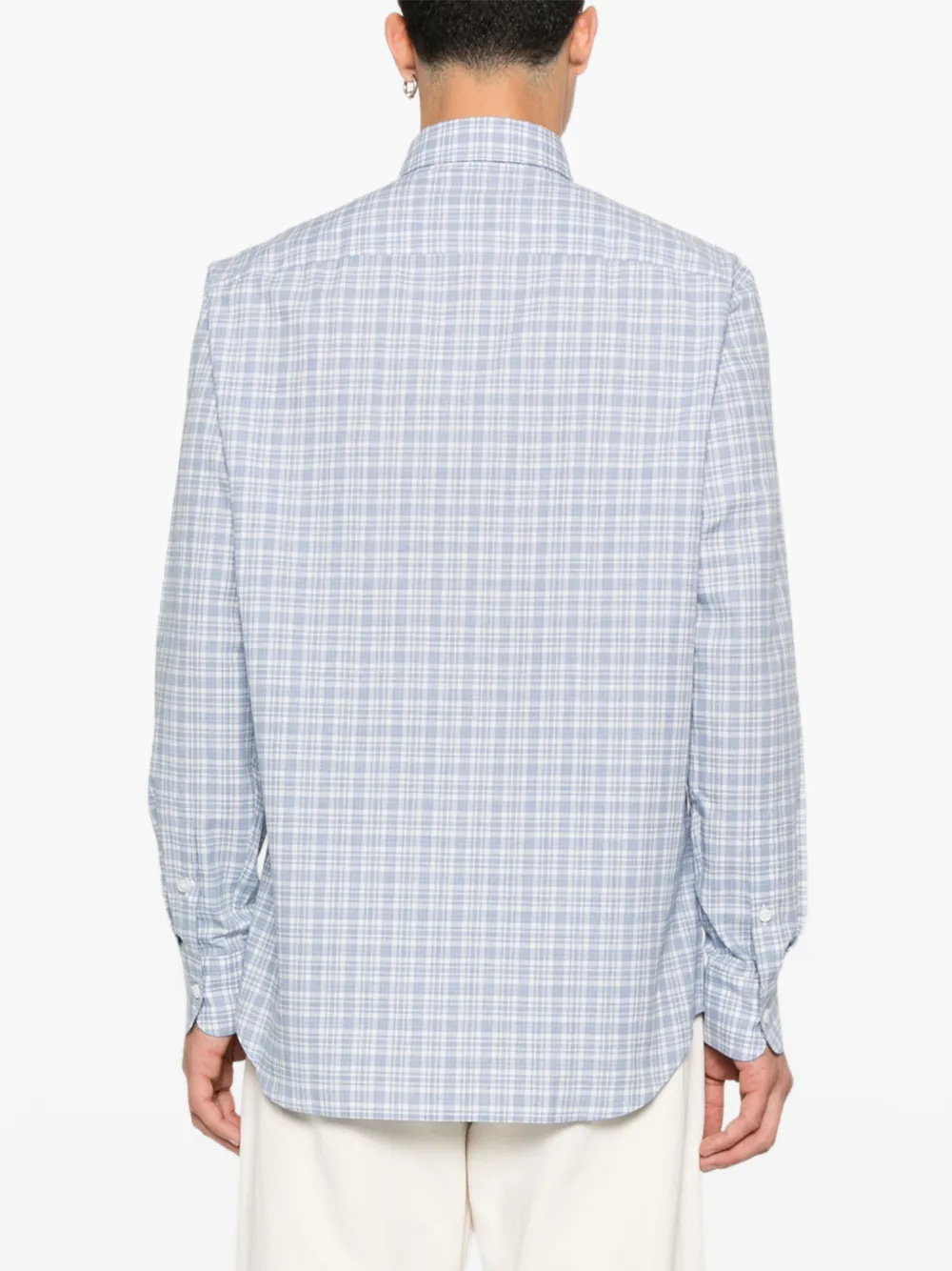 Brioni Ventiquattro geruit flanellen-katoenen overhemd Blauw