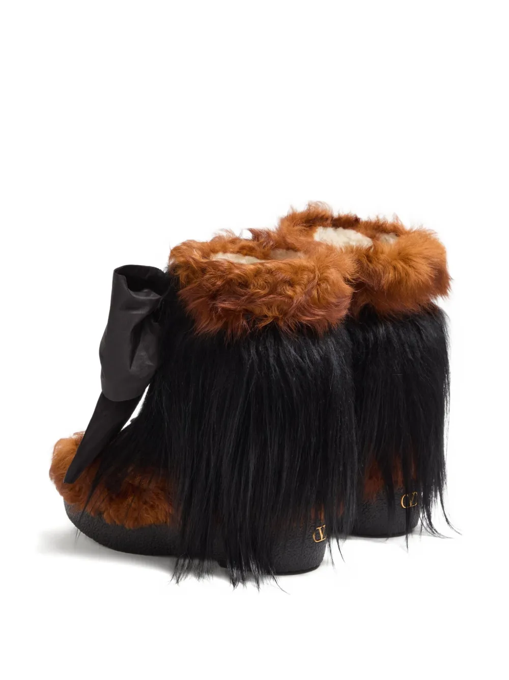 Valentino 45mm Snowish Fur-trimmed Boots In Multi
