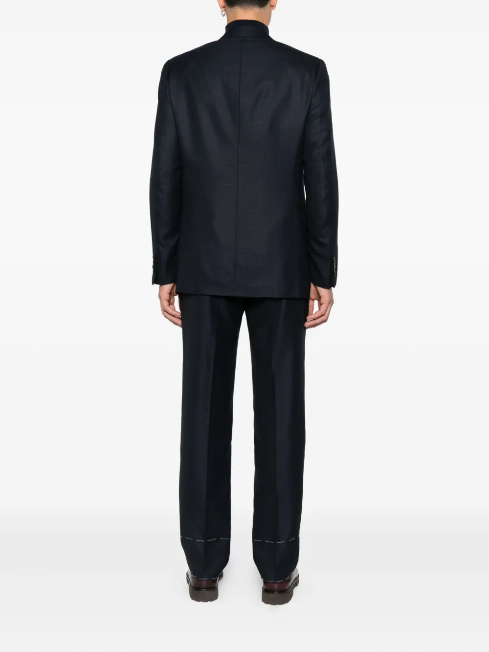 Brioni Check-pattern Single-breasted Suit In Blue