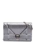 Christian Dior Pre-Owned 2019 Metallic Patent Microcannage Diorama Wallet on Chain crossbody bag - Silver
