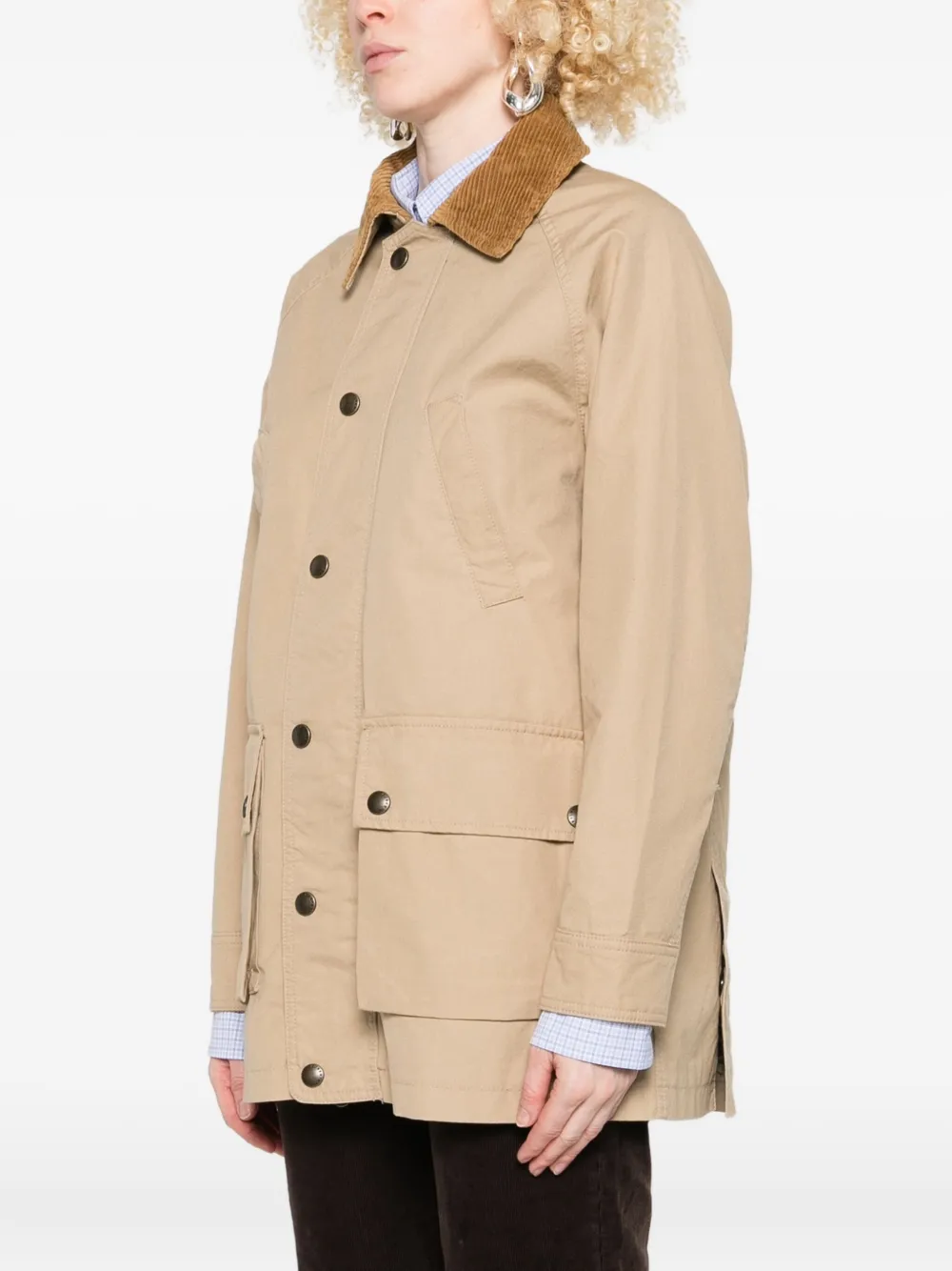 Polo Ralph Lauren Corduroy-collar Flap-pocket Coat In Brown