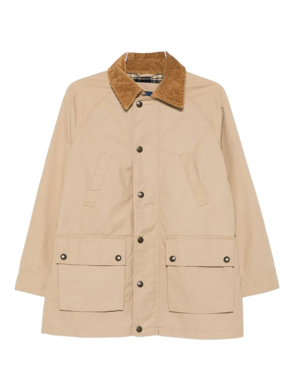 Polo Ralph Lauren Corduroy-collar Flap-pocket Coat In Brown