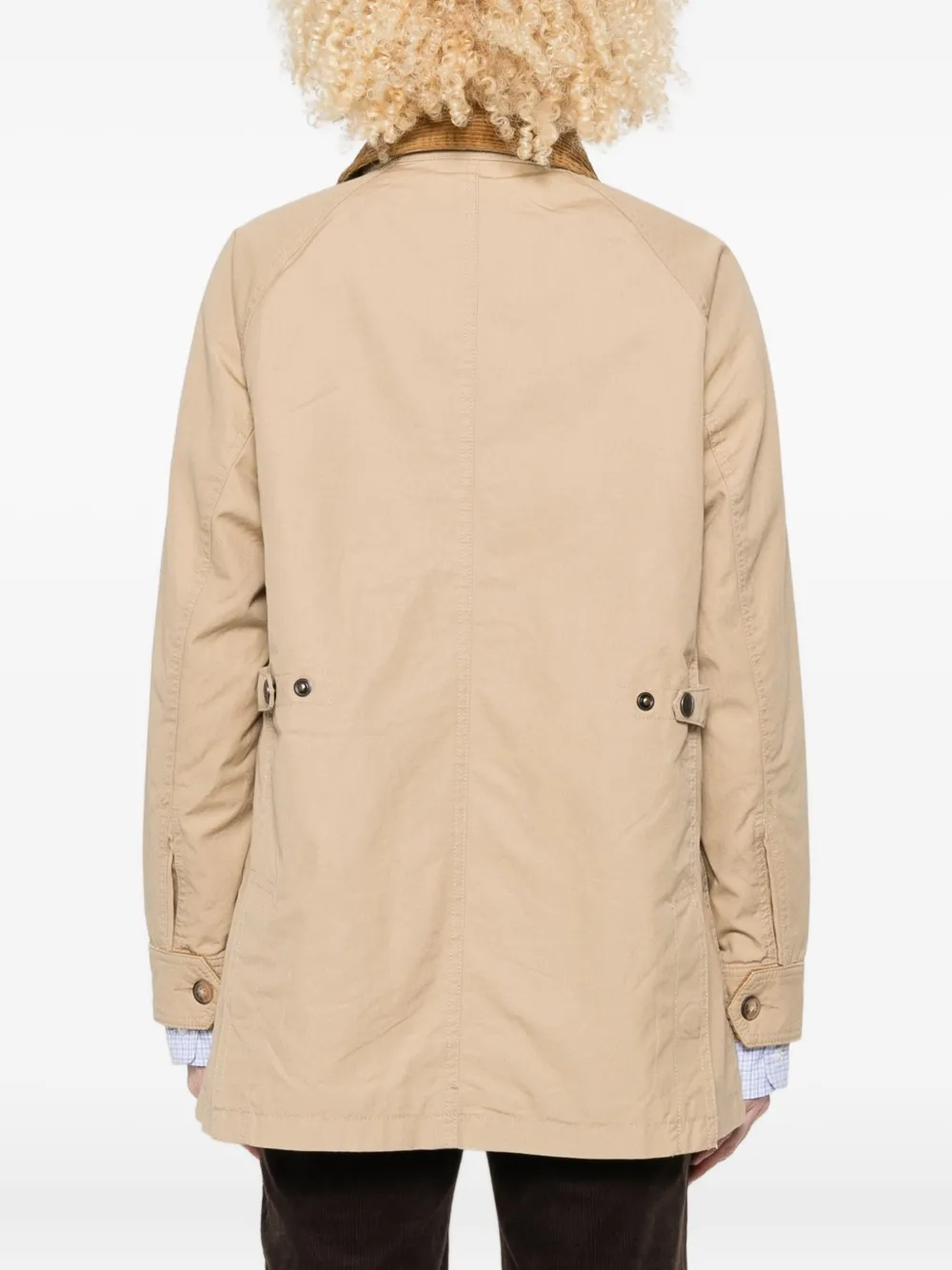 Polo Ralph Lauren Corduroy-collar Flap-pocket Coat In Brown