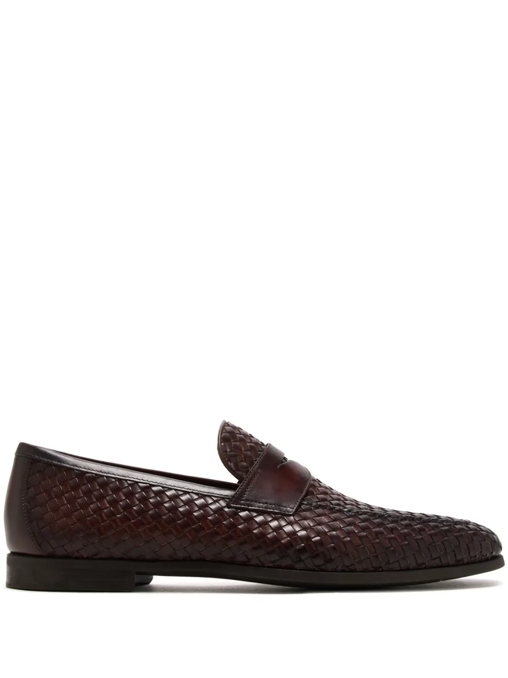 Magnanni Herman Woven-leather Loafers In Brown