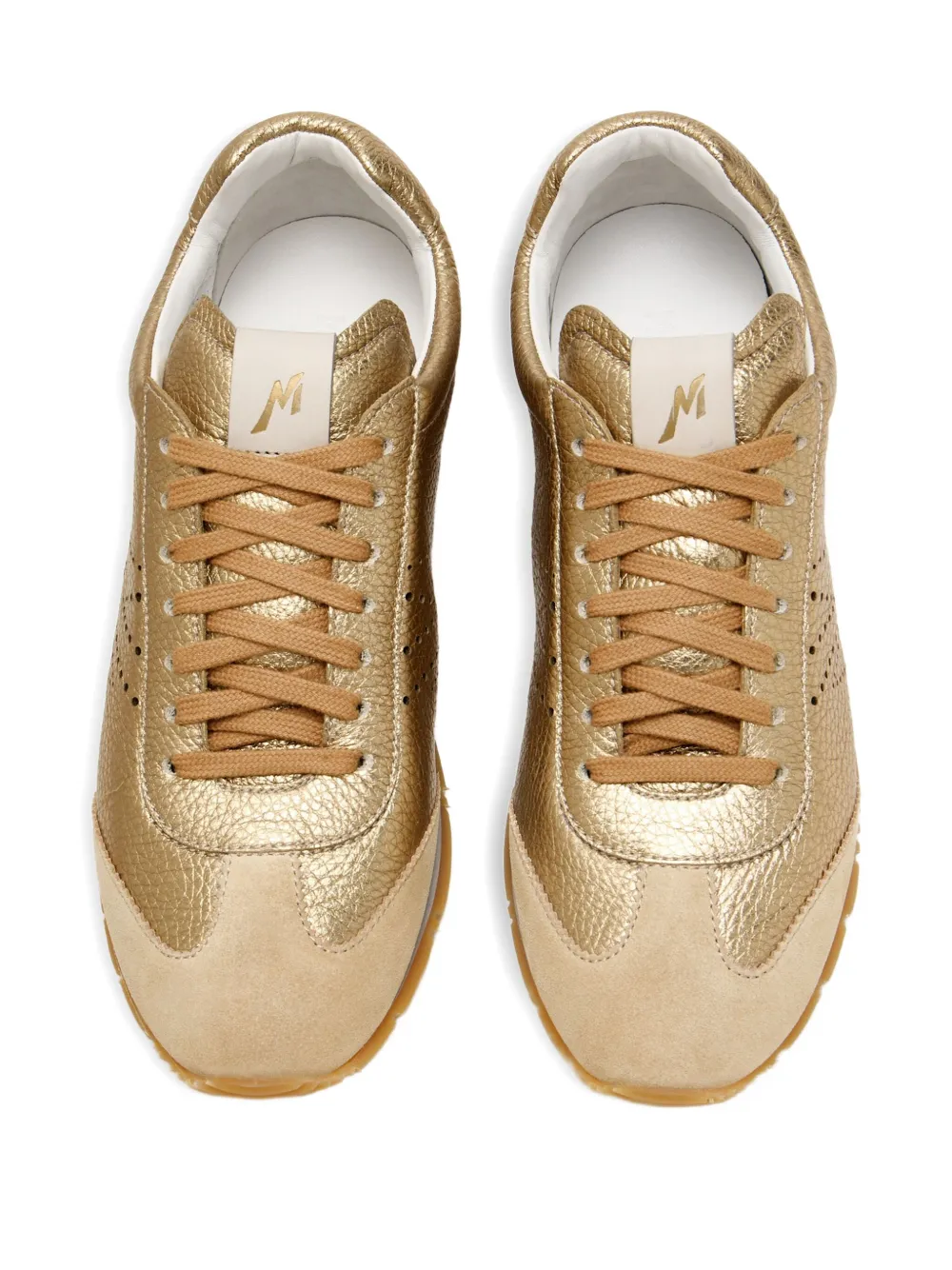 Magnanni perforated-logo leather sneakers - Geel