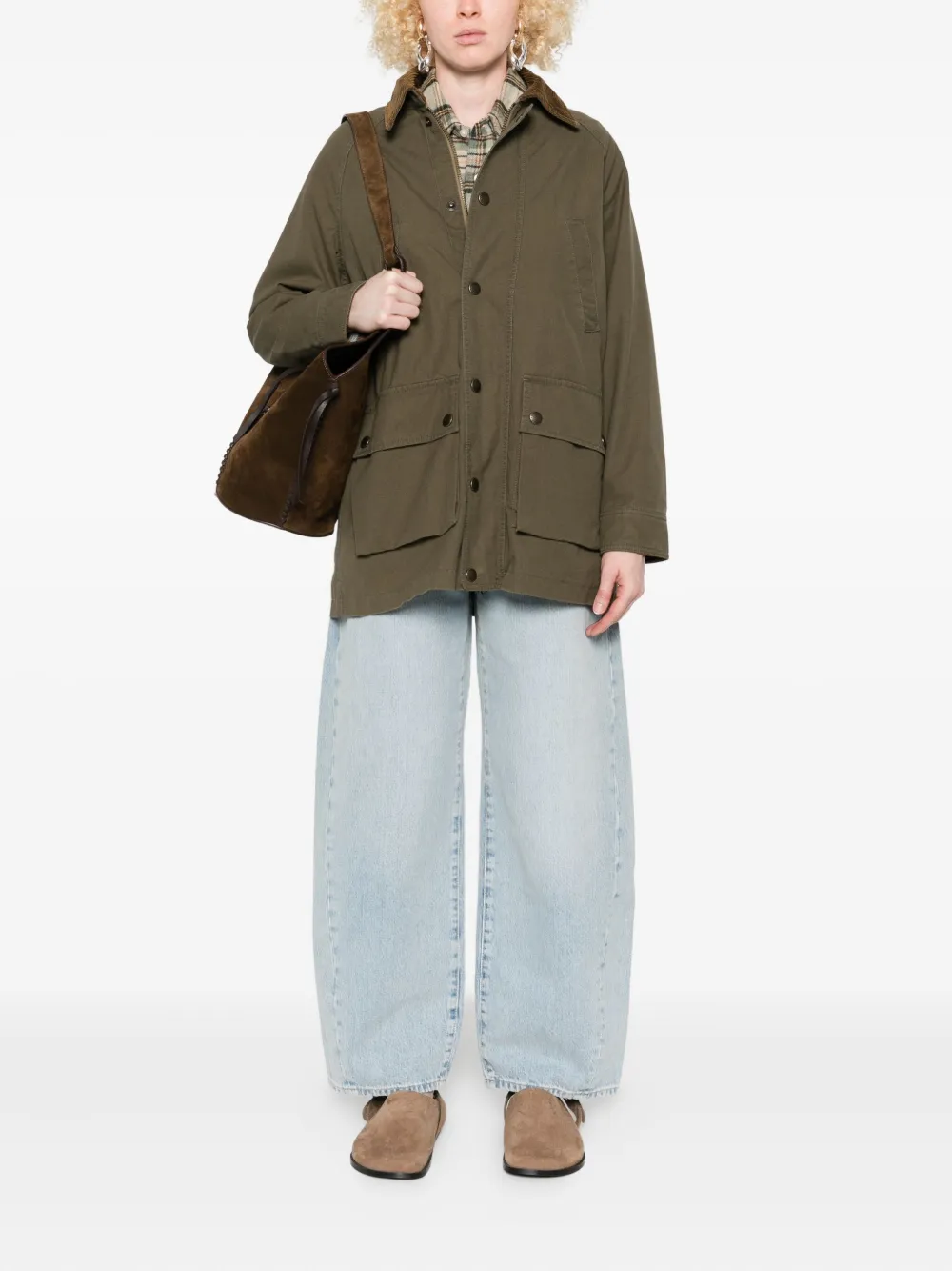 Polo Ralph Lauren Corduroy-collar Flap-pocket Coat In Green