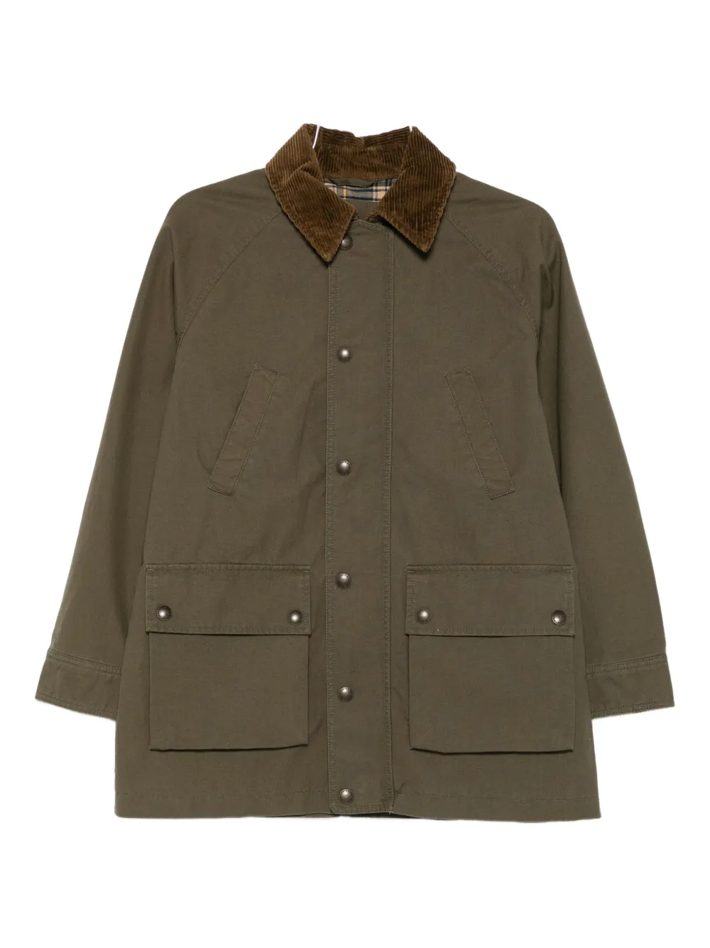 Polo Ralph Lauren Corduroy-collar Flap-pocket Coat In Green
