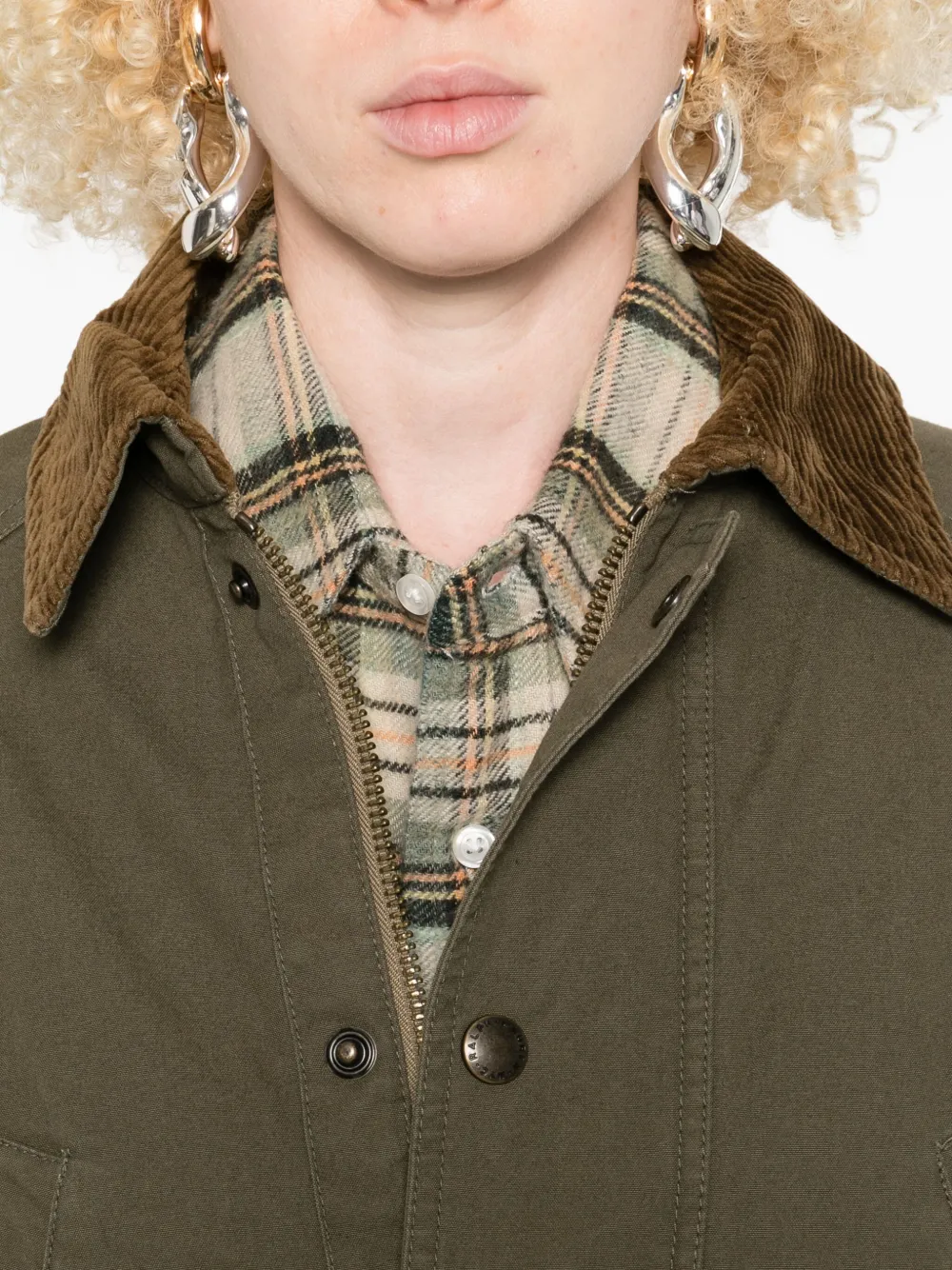Polo Ralph Lauren Corduroy-collar Flap-pocket Coat In Green