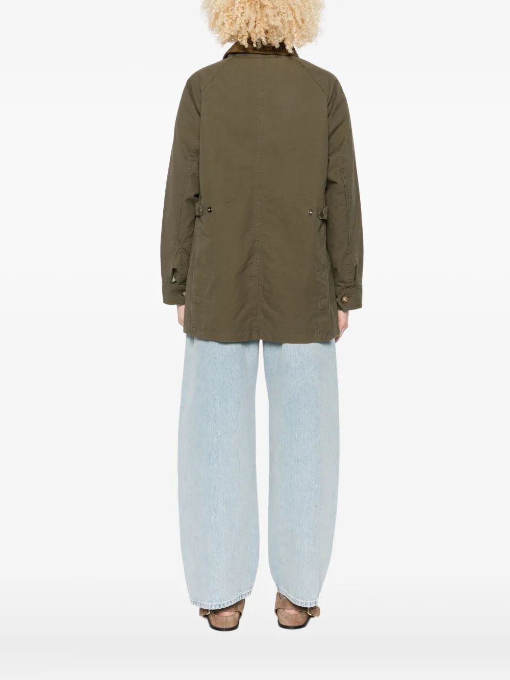 Polo Ralph Lauren Corduroy-collar Flap-pocket Coat In Green