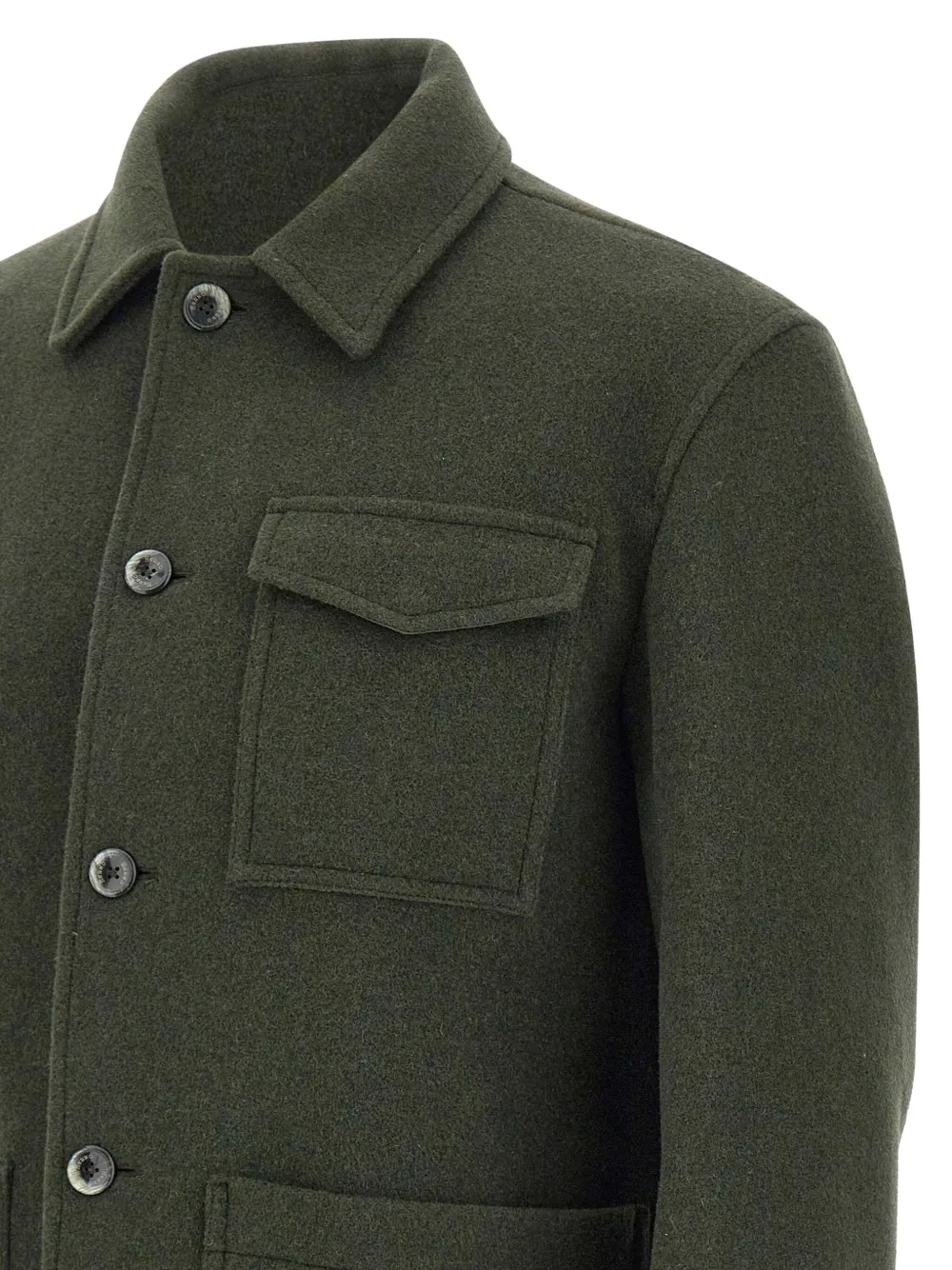 Herno Shirtjack met opgestikte zak en knopen Groen