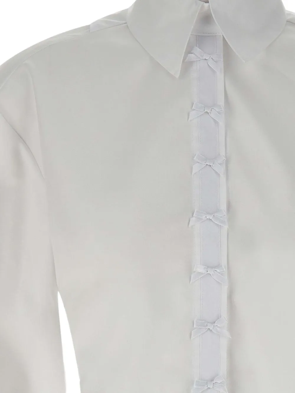Elisabetta Franchi balloon-sleeve bow-detail shirt Wit