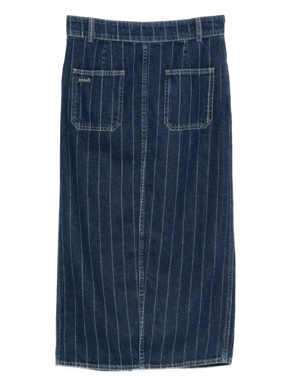 Ba&sh Pinstripe Denim Midi Skirt In Blue