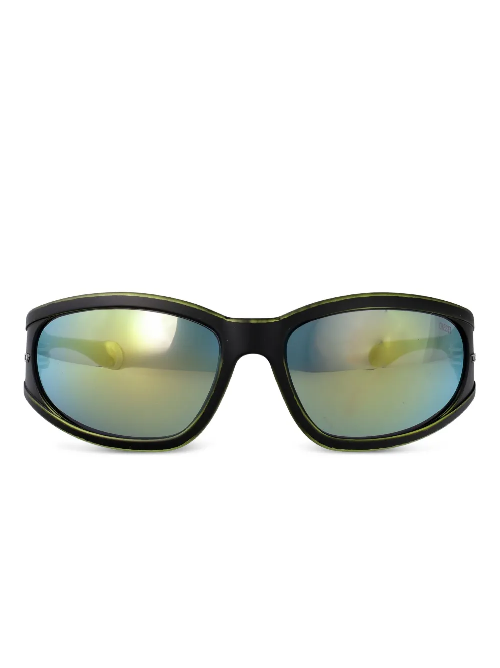 Diesel reflective-lens oval-frame sunglasses Zwart