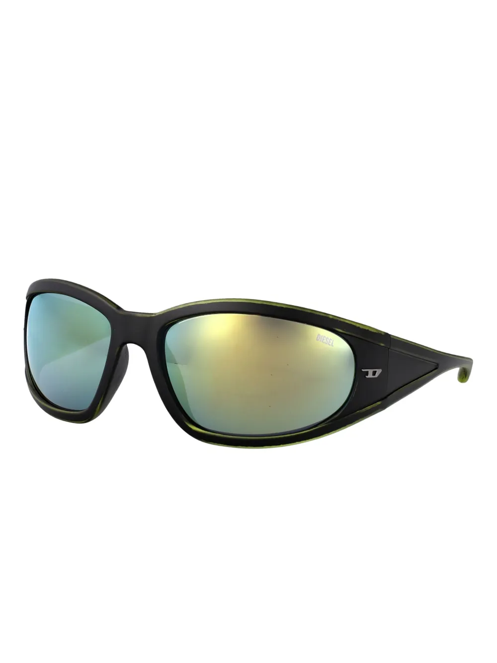 Diesel reflective-lens oval-frame sunglasses Zwart