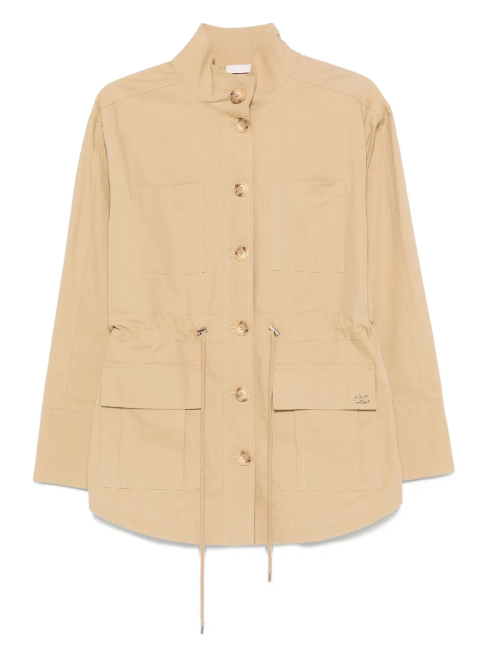 Liu •jo Logo-detail Coat In Neutral