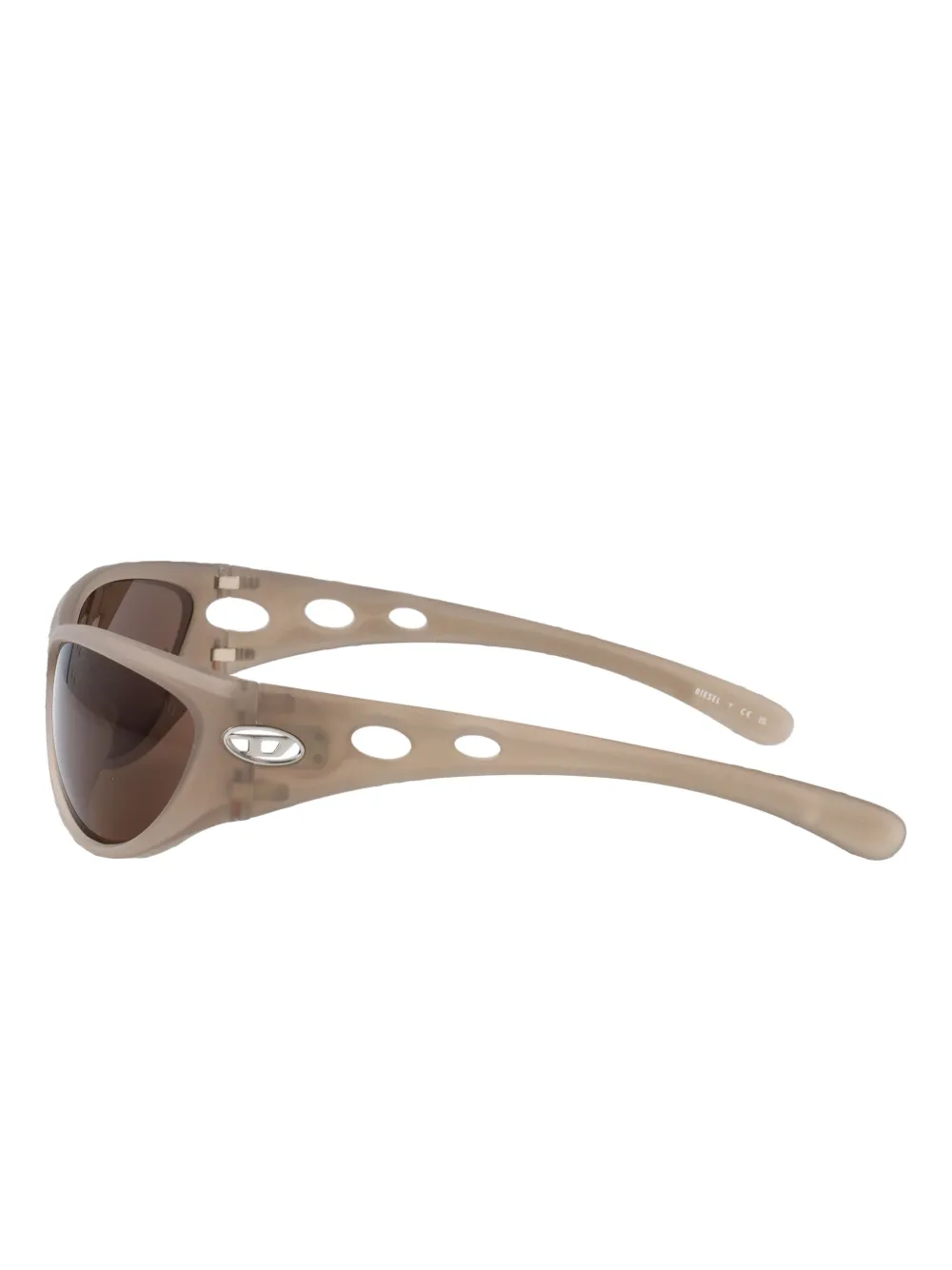 Diesel perforated-arms oval-lens sunglasses Grijs