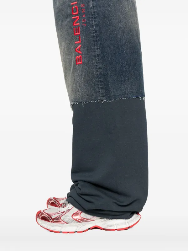 Balenciaga embroidered-patchwork Trousers | Blue | FARFETCH HU