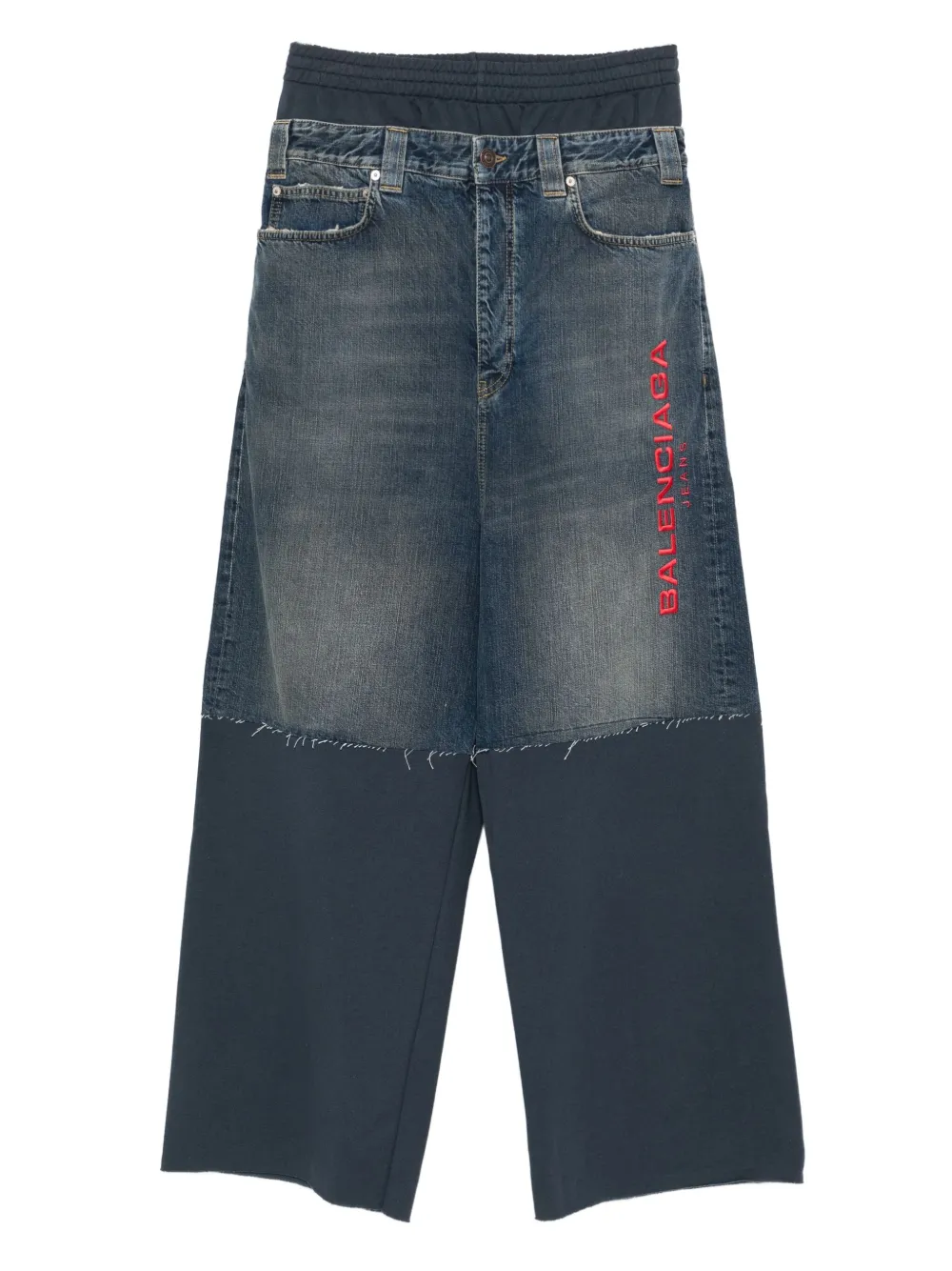 Balenciaga Broek met geborduurd patchwork Blauw