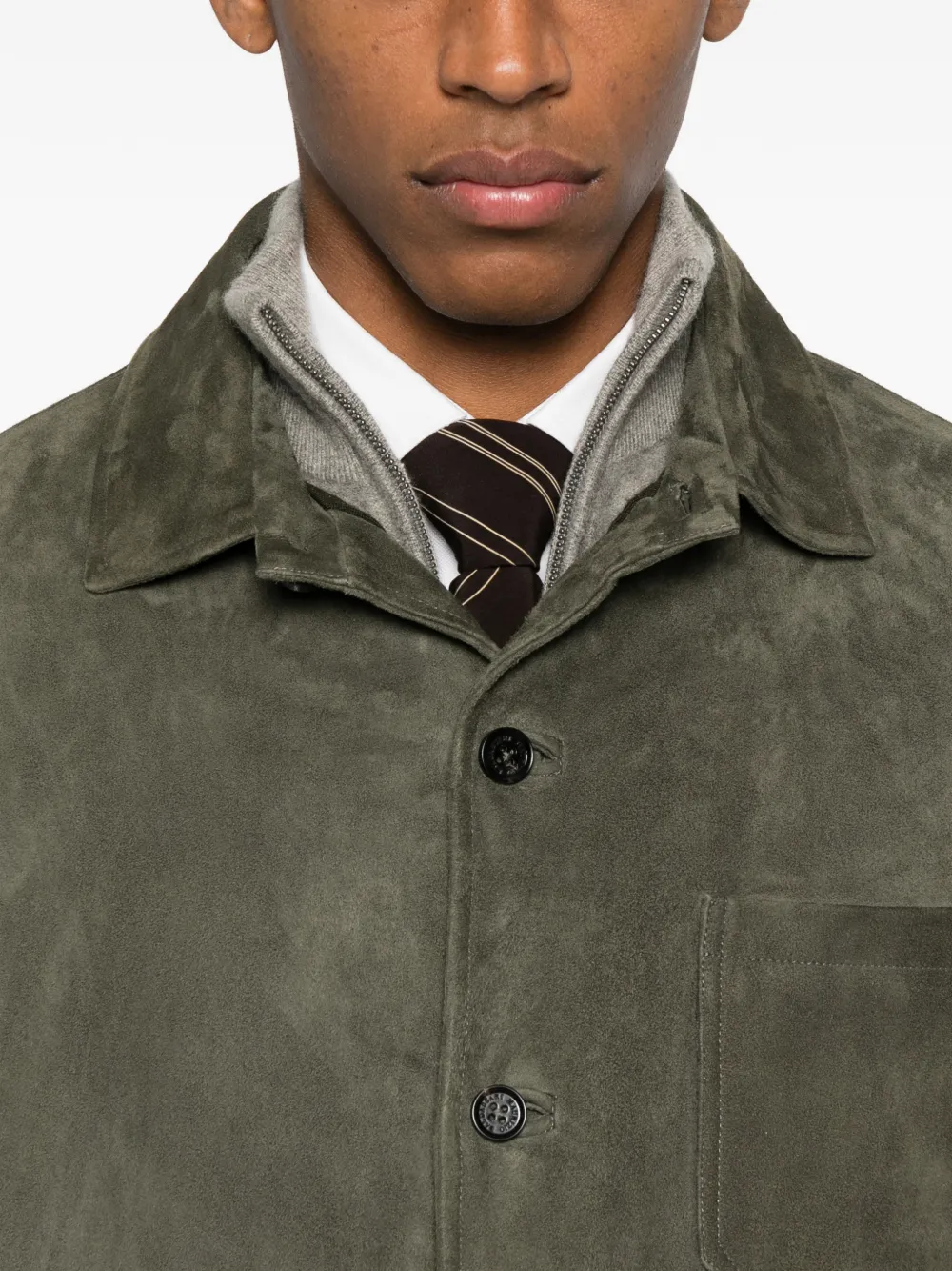 Maurizio Baldassari Buttoned Leather Jacket In Multi