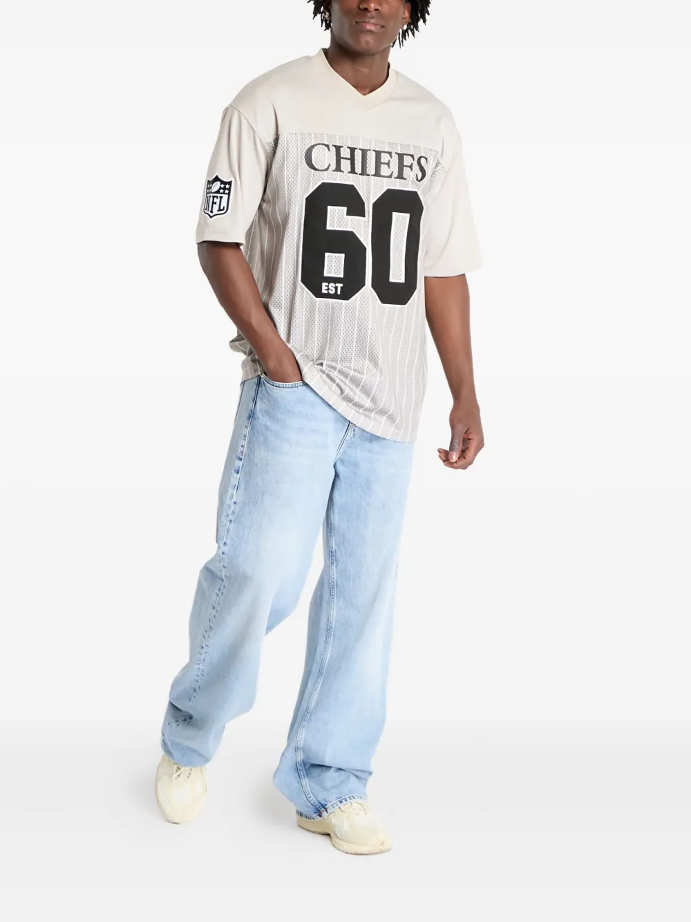 NEW ERA CAP Jersey T-shirt met krijtstreep Beige