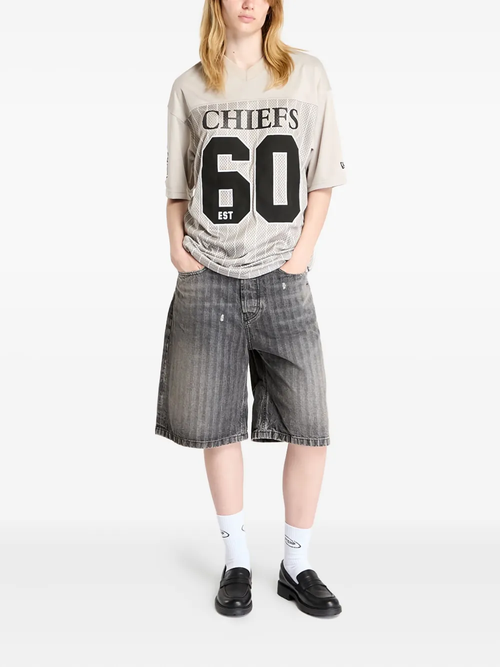 NEW ERA CAP Jersey T-shirt met krijtstreep Beige