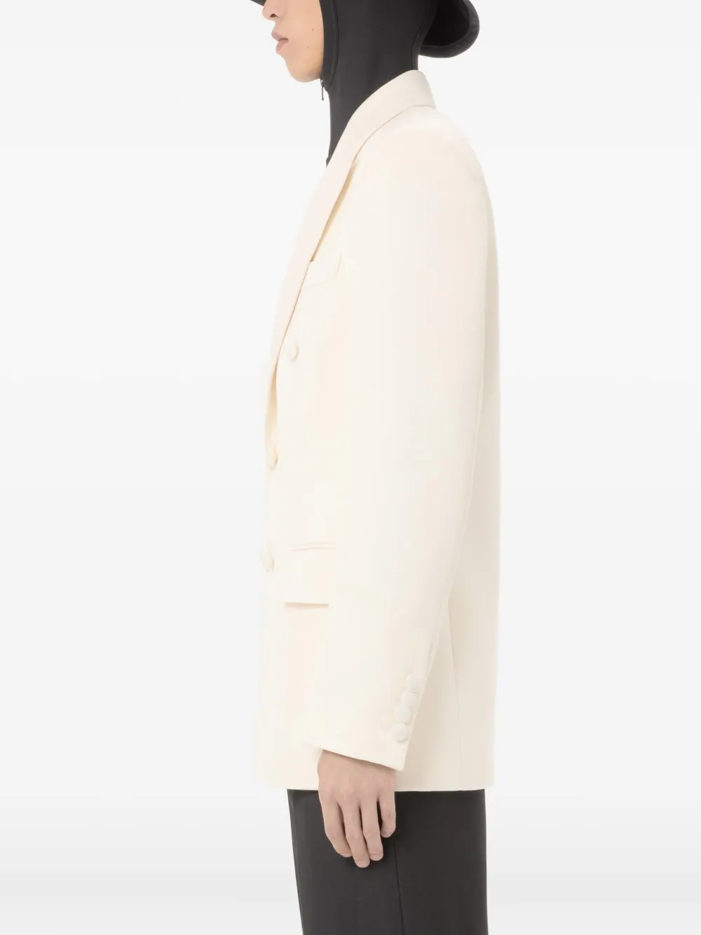 Valentino Double-breasted Peak-lapel Blazer In Neutral