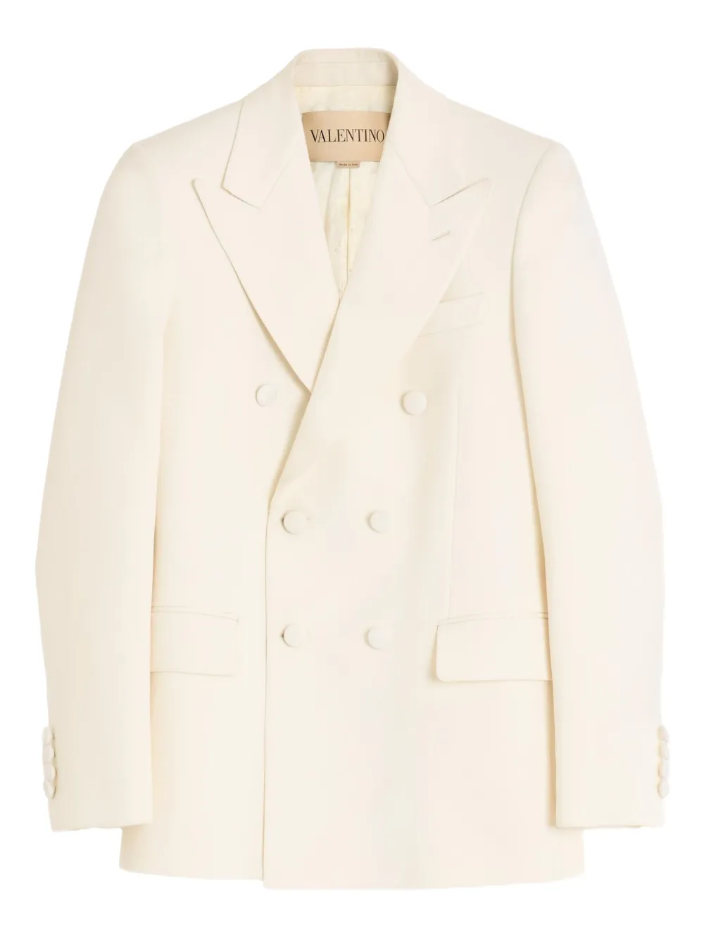 Valentino Double-breasted Peak-lapel Blazer In Neutral