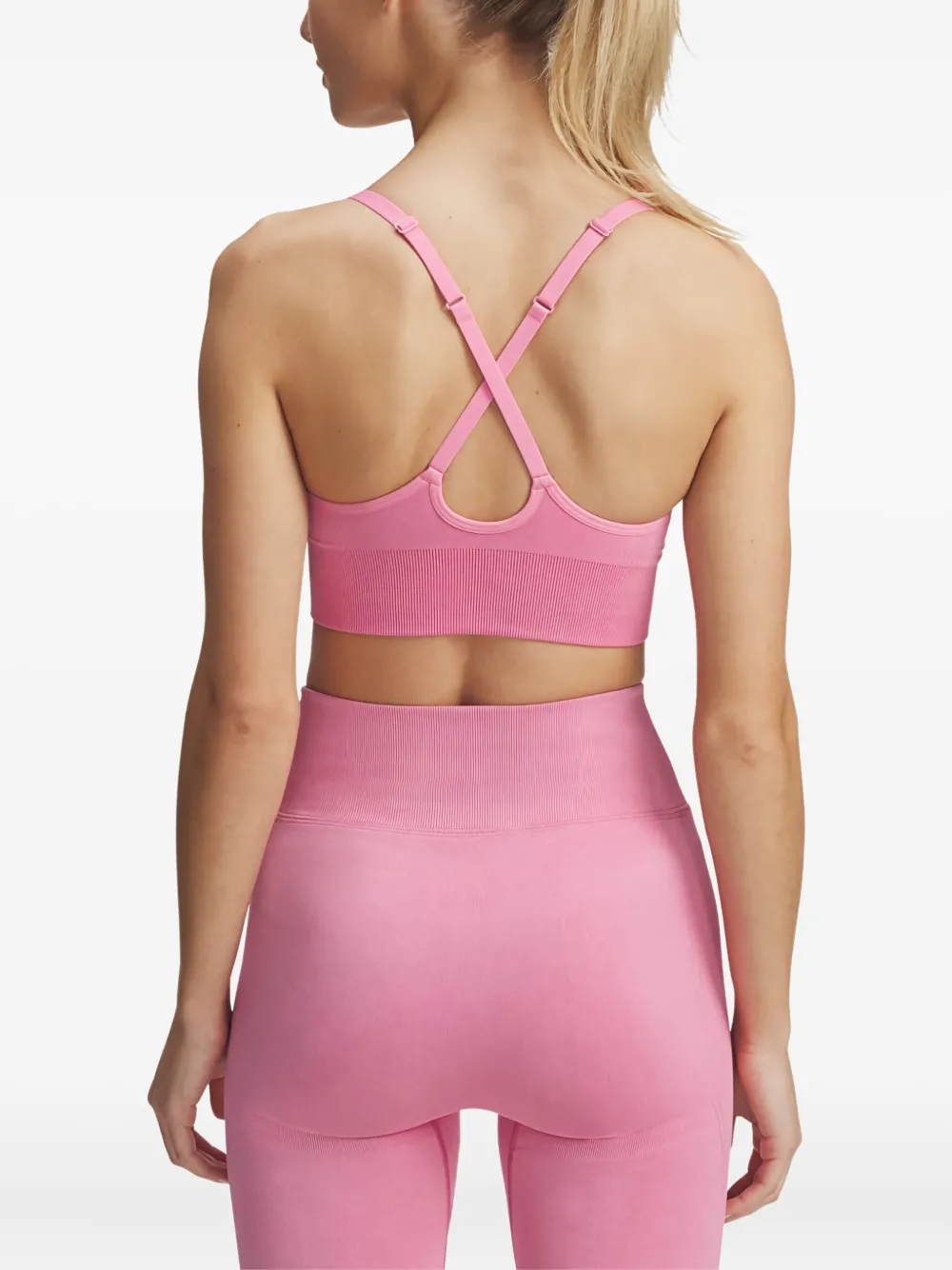 Under Armour Vanish Seamless V-neck Sports Bra In Pink