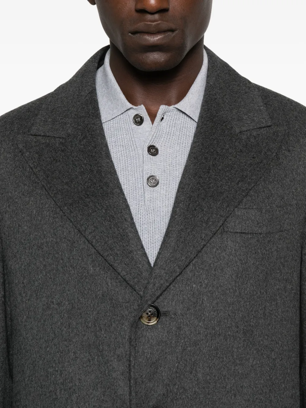 Brunello Cucinelli Button-fastening Flap-pocket Coat In Gray
