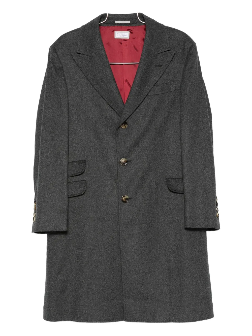 Brunello Cucinelli Button-fastening Flap-pocket Coat In Gray